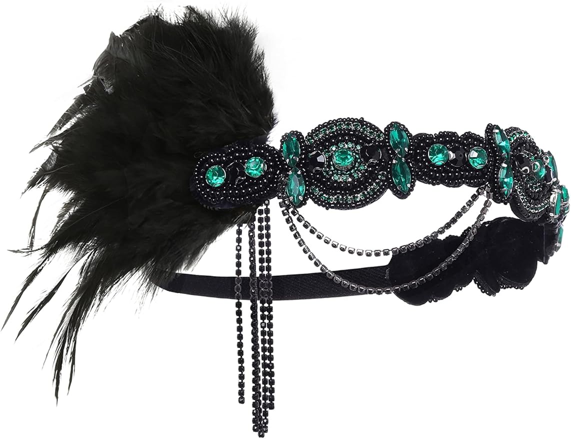 BABEYOND 1920s Flapper Accessories Gatsby Costume Accessories Set 20s Flapper Headband Pearl Necklace Gloves