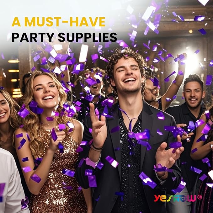 Confetti Cannon Poppers Purple, 6PACK YESHOW Purple Mylar Confetti Shooter for Graduation, Birthday Party, Halloween Party Christmas Eve and New Year Celebration