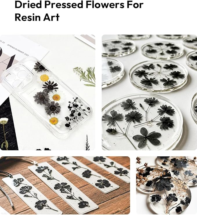 Dried Flowers, Resiners Pressed Flowers for Craft Real Natural Dried Flowers Kit for Scrapbook Supplies DIY Making Crafts Jewelry Resin Soap Candle Card Making (Nightfall 100pcs)