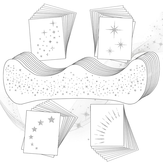 20PCS Glitter Freckles Face Tattoo Sparkle Freckles,Face Glitter Patches,Faux Freckles Temporary Tattoos Makeup for Halloween Christmas-Silver