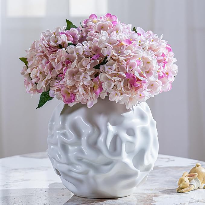 10PCS Faux Hydrangea Flower Hydrangea Artificial Flowers Hydrangea Bouquet Faux Flower Table Centerpieces for Home Wedding Bridal Bouquet Office Party DIY Floral Decor