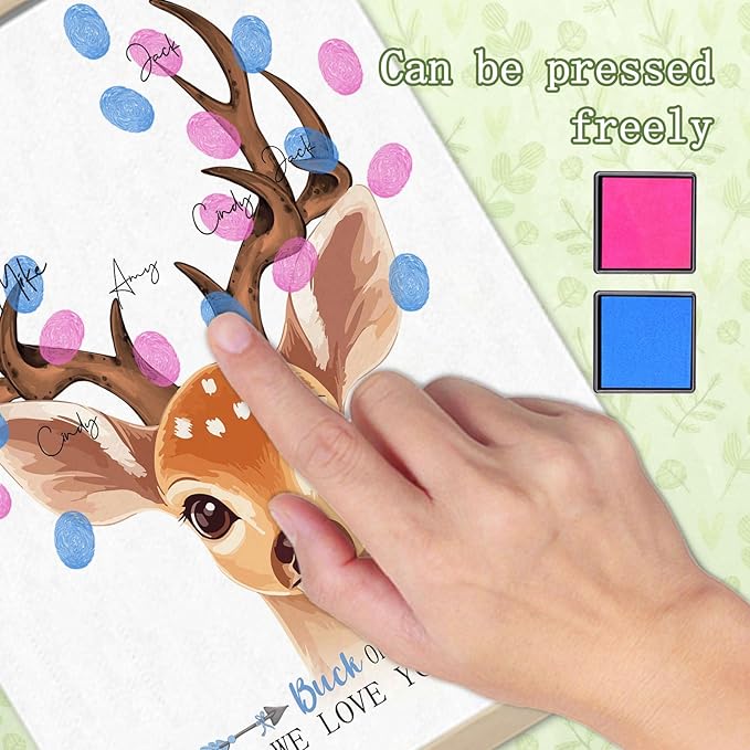 Giraffe Baby Shower Decoration, Gender Reveal Party Decorations Gifts Ideas, Baby Shower Party Supplies, Thumbprint Hanging Paintings(12x15in)