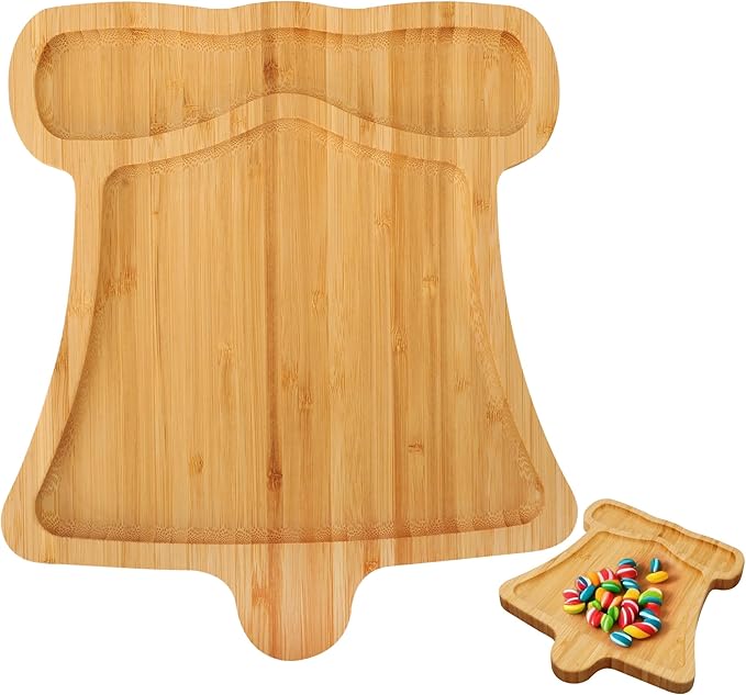 Christmas Serving Tray, Bell Shape Charcuterie Board, Bamboo Serving Platter Dish for Holiday Party Food Tray for Cheese Snack Fruit 10 x 8.7 x 0.6 Inches