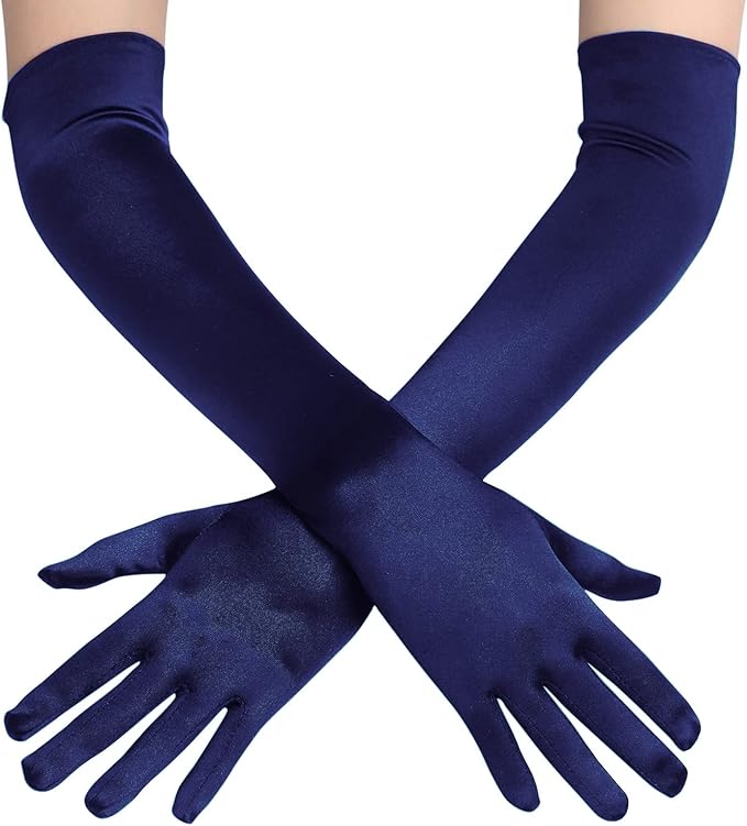 BABEYOND Long Opera Party 1920s Satin Tea Party Gloves Costume Stretchy Adult Size Elbow Length Bridal Gloves