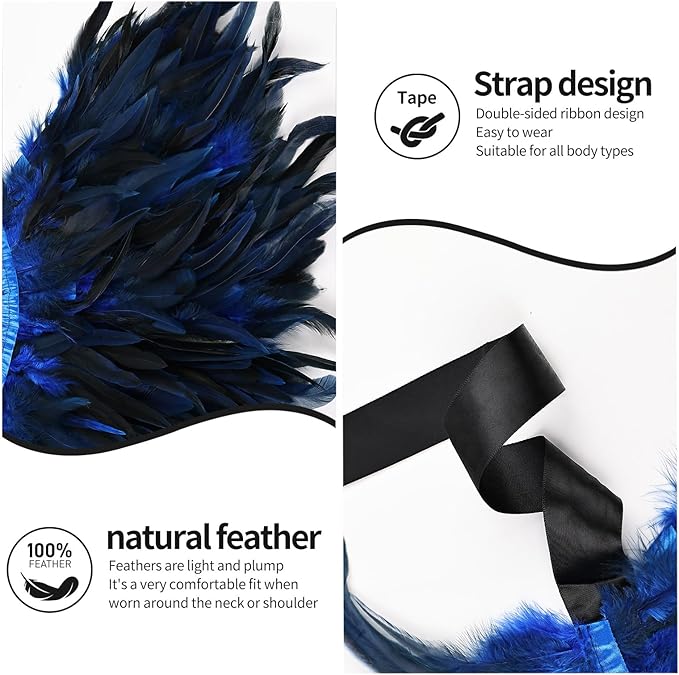 Gothic Natural Feather Shrug Feather Shawl Wrap Cape Victorian Collar for Halloween Cosplay Party Costume Accessories