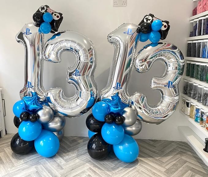 40 Inch Silver 13 Number Balloons Giant Jumbo Huge 13 or 31 Foil Mylar Helium Number Digital Balloons Silver Birthday Mylar Digital Balloons 13th 31st Birthday Anniversary Events Party Decorations