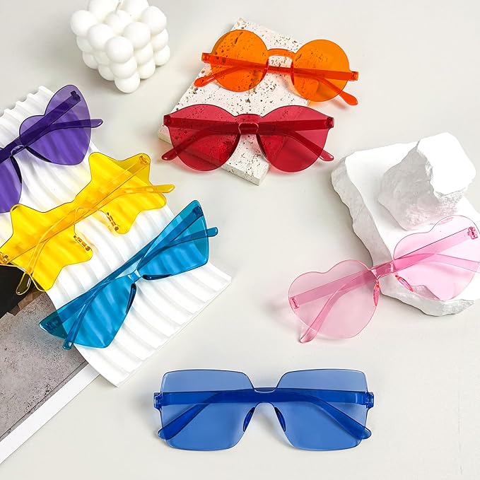 8/16/24 Mixed Style Rimless Sunglasses Colored Party Glasses Rimless Bachelor Photoshoot Costume Accessories