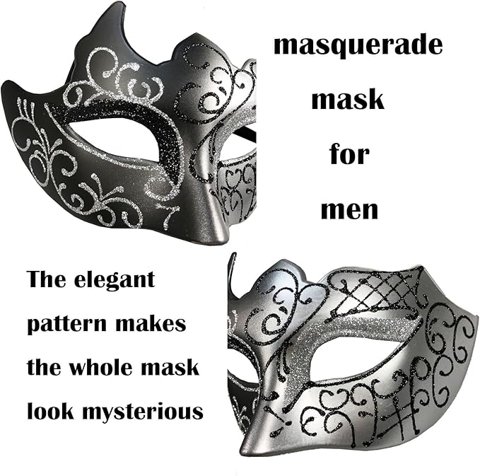 Masquerade Mask for Couple Mardi Gras Venetian Party Mask Set Halloween Costume Accessory