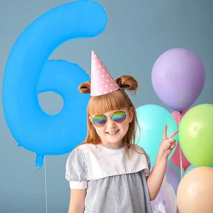 Fluorescent Blue Number Balloon 40 inch Giant Foil Helium Balloons Blue Number 7 Balloon for 7th Birthday Party Decorations