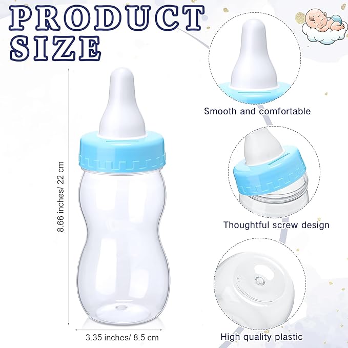 Roowest 512 Pcs Baby Shower Games Guess How Many Pacifiers Sign 100 Small Guessing Games 10 HB Pencils 750ml Milk Bottle 400 Acrylic Pacifiers Decoration for Guest Gender Reveal(Blue,Moon)