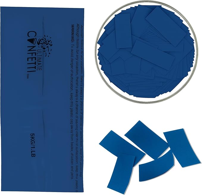 Ultimate Confetti Dark Blue Biodegradable Confetii - Rectangular Fluttering Tissue Paper Confetti for Cannon and Launcher use - Birthday Confeti, Wedding, Parties and Table Decoration - 1 lb, 16 oz