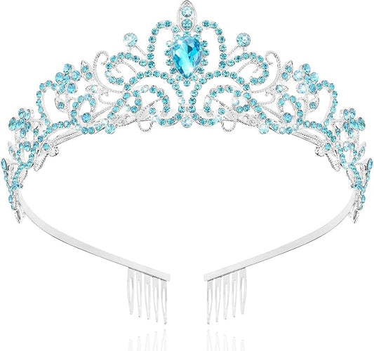 TAROSE Crowns for Women and Girls, Queen Crystal Gold Silver Tiaras with White Rhinestone and Combs, Goddess Crown for Wedding Bride Birthday Princess Bridal Shower Hair Accessories for Women