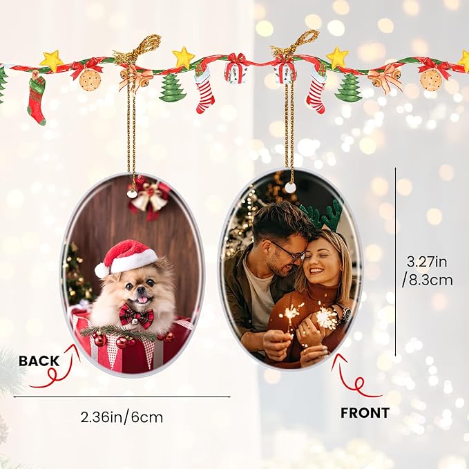 Custom Ceramic Christmas Ornaments with Photo Text - Personalized New Home Christmas Hanging Decorations Decorations
