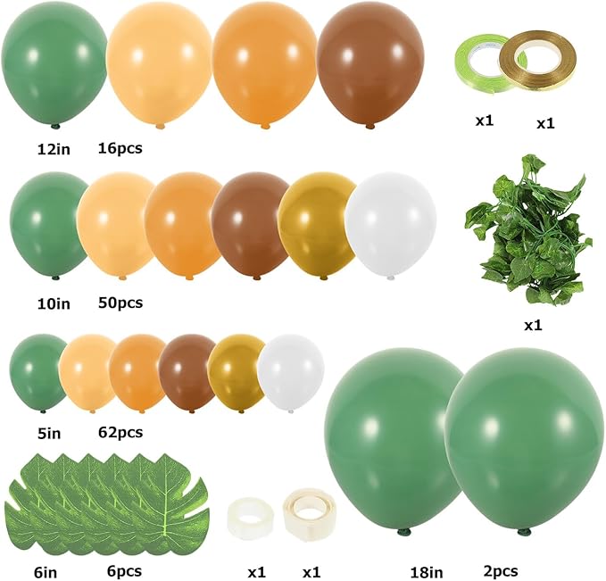 Sage Green and Brown Latex Balloon Garland Kit DIY Party Decorations for Birthday Wedding and Shower and Elegant Arch Decor Set for Festive Atmosphere