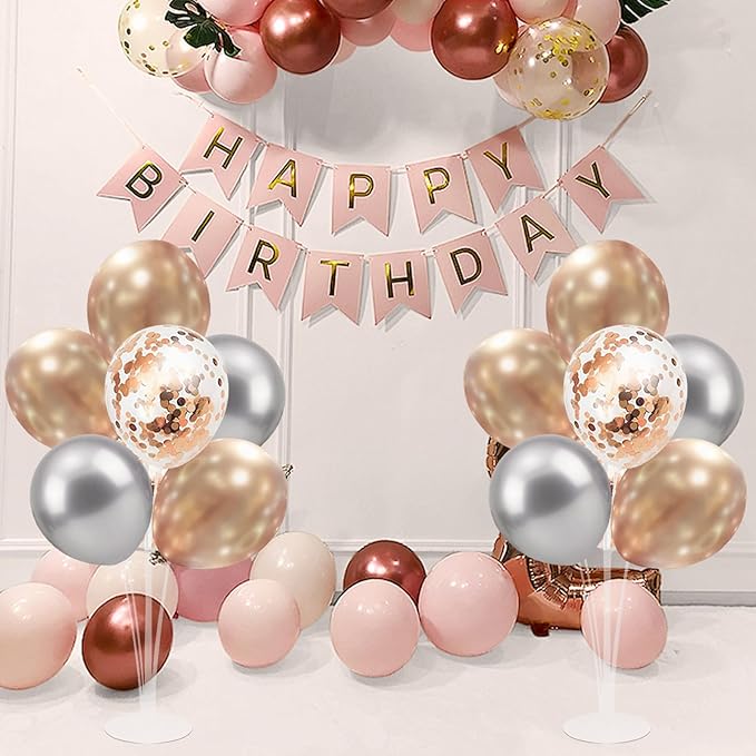 Champagne Balloon Stand Centerpiece Table Decorations for Women's Birthday Bridal Shower Wedding Engagement Anniversary Retirement Mother's Day New Years Decorations 2025 (Champagne set4)