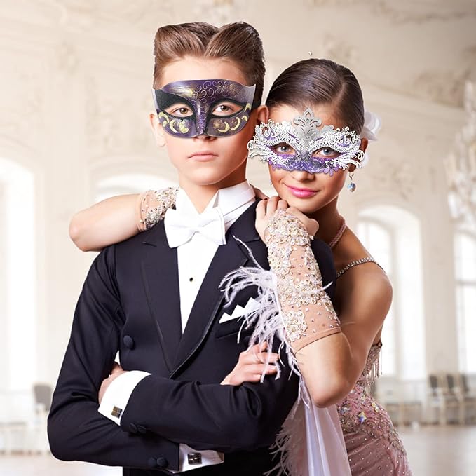 Coddsmz Couple Masquerade Mask Set - Venetian & Mardi Gras Mask for Women & Men