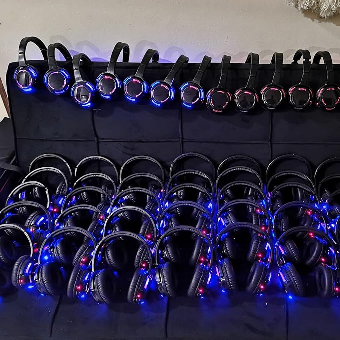 10pcs Bundle Wireless Silent Disco LED Flashing Light Headphones with 1 Transmitter 500m Distance