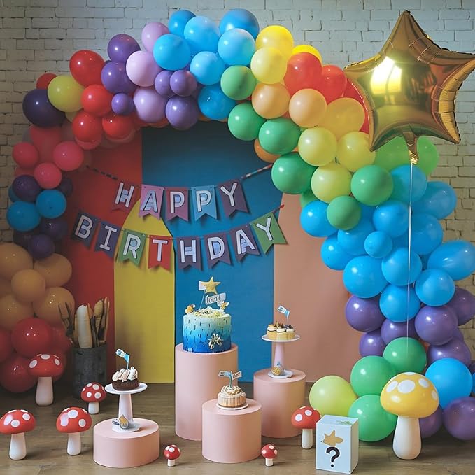 Red Blue Green Yellow Balloon Kit, Game Balloon Red Blue Green Yellow Balloon 3 PCS Star Balloons for Game Theme Birthday Birthday Party Supplies