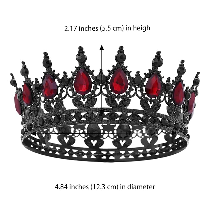 Black Crown for Women Crystal Tiara and Queen Crown for Girl Wedding Headband for Bride Hair Accessories for Costume Birthday Party Cake Decoration Prom