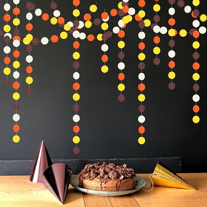 Brown-Orange Yellow Party-Decorations Baby-Shower Garland - 52Ft Fall Autumn Harvest Thanksgiving Friendsgiving Paper Streamers Banner,Birthday Bridal Wedding Bachelorette Hanging Decor Ouruola