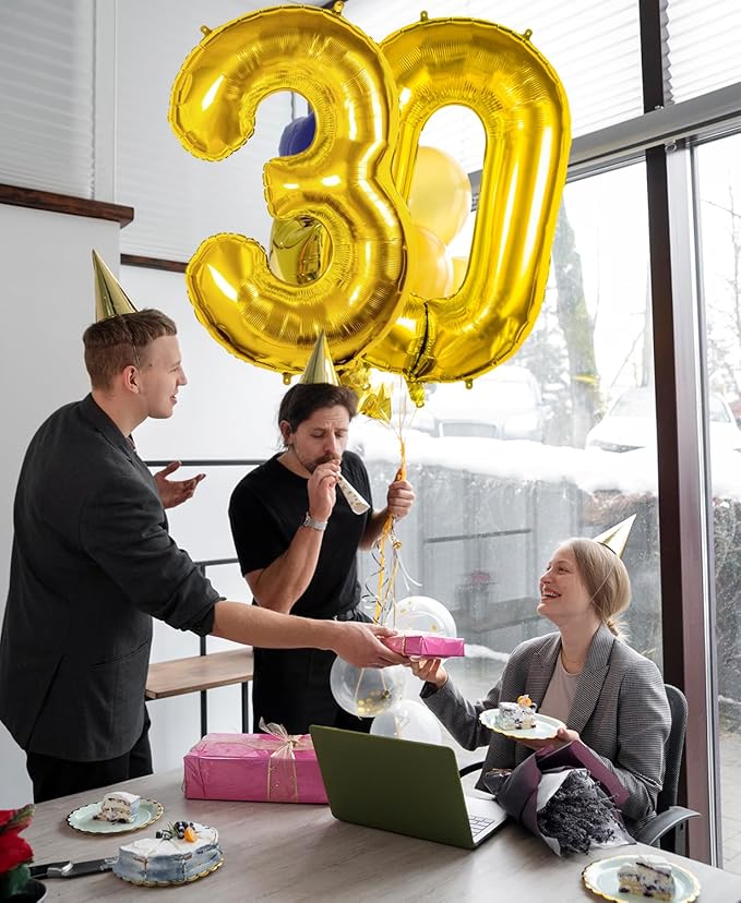Smlpuame 40 inch Number Balloon 0-9 Gold Large Number 3 Balloons,Digital Balloons for Birthday Party Celebration Decorations Supplies, Helium Foil Number Balloons for Wedding Anniversary