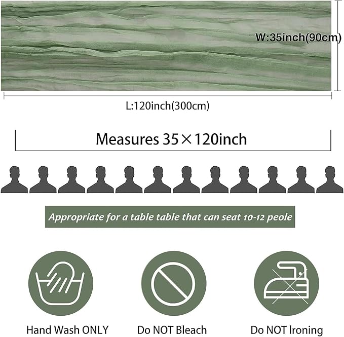 12 Pack Cheesecloth Table Runner, 35 x120 Inch Boho Gauze Sage Green Table Runner 10ft Rustic Sheer Long Cheese Cloth Runners for Christmas Wedding Party Baby Shower Table Decor