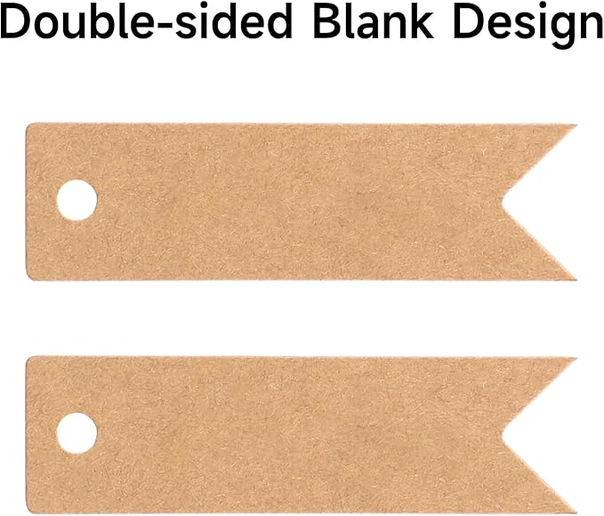 G2PLUS 100PCS Mini Kraft Paper Gift Tags with String, 2.8 x 0.8 in Blank Paper Present Tags, Brown Hang Tags with Jute Twine for DIY Arts & Crafts, Businesses, Wedding, Christmas Party Favors