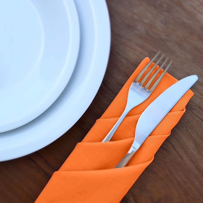 Ruvanti Cloth Napkins Set of 6, 18x18 Inches Napkins Cloth Washable, Soft, Durable, Absorbent, Cotton Blend. Table Dinner Napkins Cloth for Thanksgiving, Halloween Dinners Parties - Orange/Fall