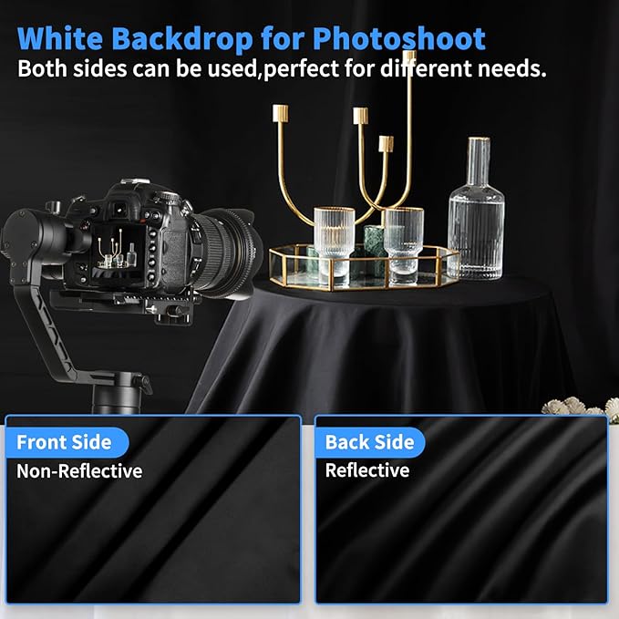 HEMMOTOP Black Photo Backdrop 10x12ft, Large Photography backdrops for Photoshoot, Black Background Screen Fabric for Birthday Parties, Video Recording, Weddings (Only Backdrop Without Stand)