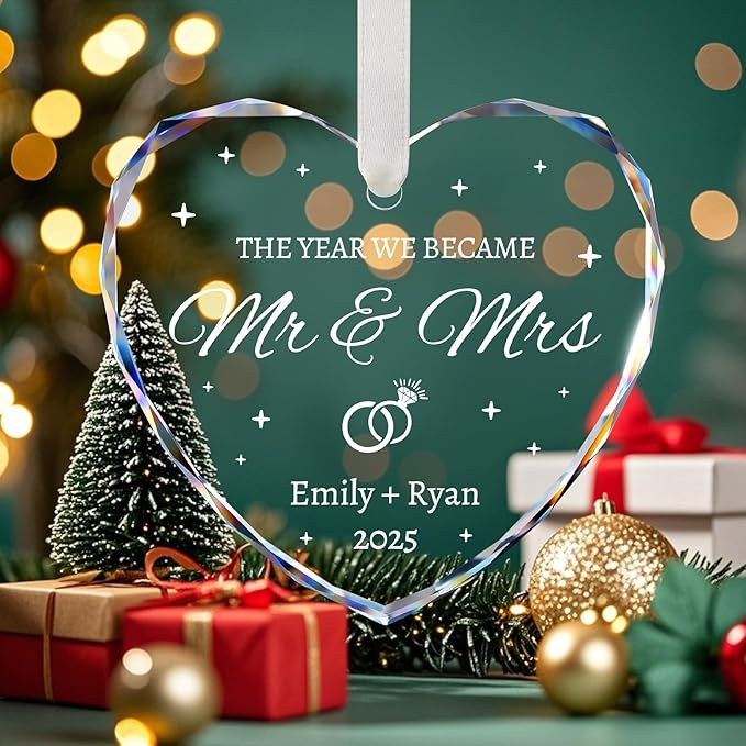 Wedding Gifts for Couples 2025 - Personalized Mr and Mrs Ornament - Bridal Shower Gifts, Wedding Gift for Bride, Newly Wed, Future Mr Mrs - Just Married Decorations Acrylic Ornaments