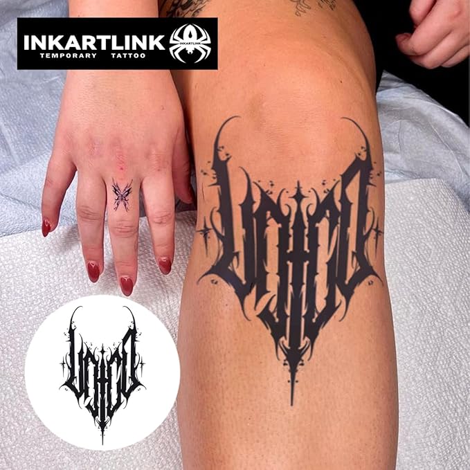 INKARTLINK Tattoo Tech,2 Sheets Extra-Large Semi Permanent Tattoo, Adult Art Design Temporary Tattoos, Lasts 1-2 Weeks, Waterproof, Realistic look, No Adhesive, No reflection (Guardian Emblem Design?