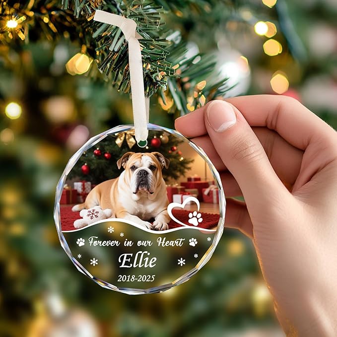 Personalized Pet Memorial Gifts, Acrylic Custom Photo Name & Date Dog Memorial Ornament, Forever in Our Hearts Sympathy Keepsake Gifts for Your Loss Cat