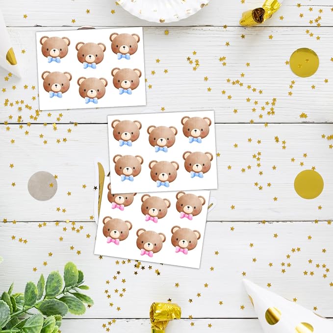 Gender Reveal Party Games, Bear Theme Baby Gender Reveal Voting Board Sign, 48 Stickers, "He or She, WHAT WILL BABY SMITH BE?" - Baby Gender Reveal Party Decorations Games for Boy or Girl Shower .