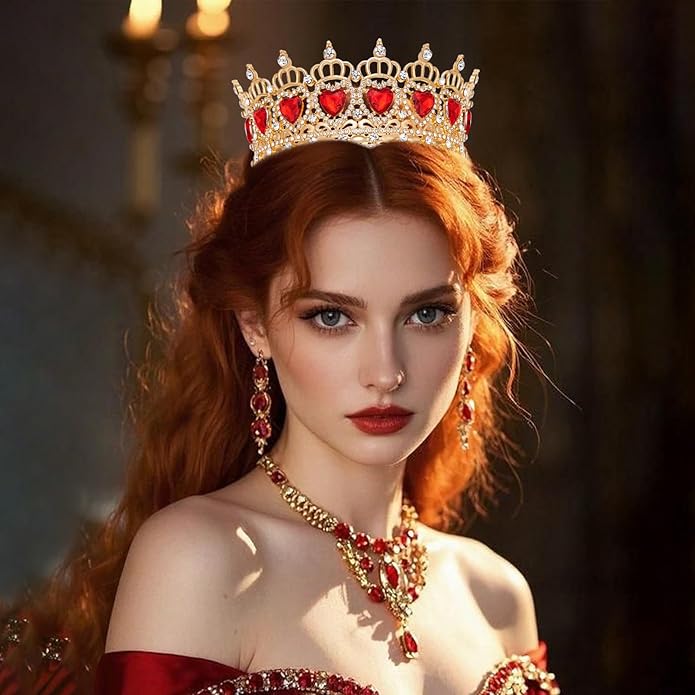 Queen Crown Wedding Rhinestone Heart Crowns and Tiaras for Women Costume Party Hair Accessories Princess BirthdayCrown Crystal Bridal Crown