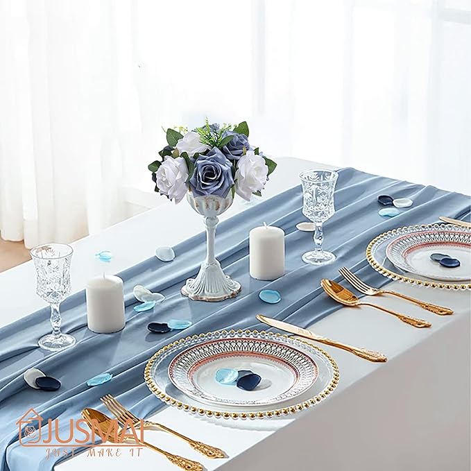 Artificial Flowers Ball 4 Pcs Dusty Blue White Flowers Wedding Table Centerpiece Table Decorations Flower Arrangement for Table Flowers centerpieces Wedding Flowers Wedding centerpieces