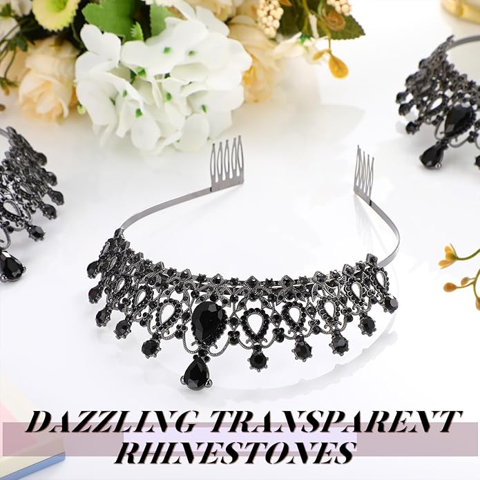 12 Pcs Crystal Tiara and Princess Crown with Comb Crown Rhinestone Women Girls Tiara Headpiece Queen Hair Accessories for Birthday Party Wedding Prom Halloween Cosplay Costume
