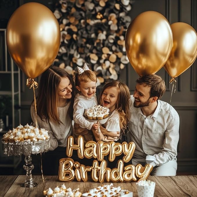 Gold Balloon Arch Kit, 125 Pcs Gold Balloons Different Sizes 18 Inch 12 Inch 10 Inch 5 Inch Metallic Gold Balloons Garland for Birthday Baby Shower Wedding Graduation Party Decoration