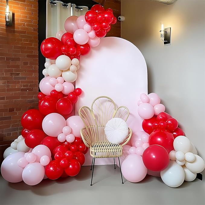 Pink and Red Balloon Arch Kit Cherry Balloon Garland 91Pcs Red Baby Pink Pastel Yellow Party Balloon for Girls Sweet One Berry First Birthday Strawberry Baby Shower Party Decorations
