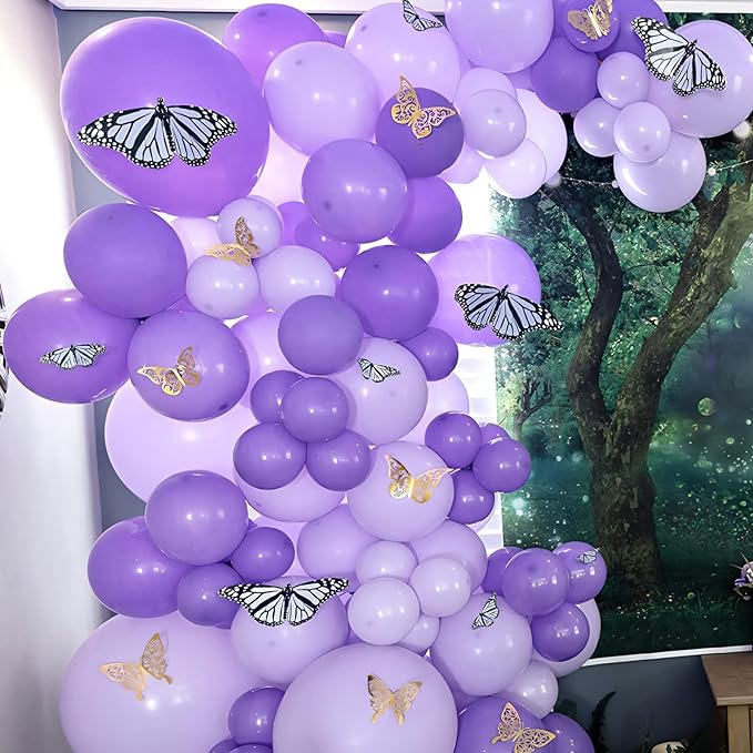 110pcs Purple Balloons 12 Inch Dark Purple Latex Balloon Arch Kit for Birthday Baby Shower Anniversary Graduation Wedding Party Decorations