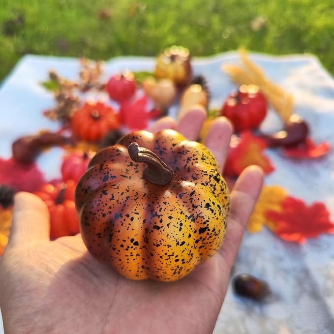 Fake Pumpkin Decor Set,Mini Fake Pumpkin Decor,Fall Harvest Decorations,Halloween Thanksgiving Decor and Table Centerpieces