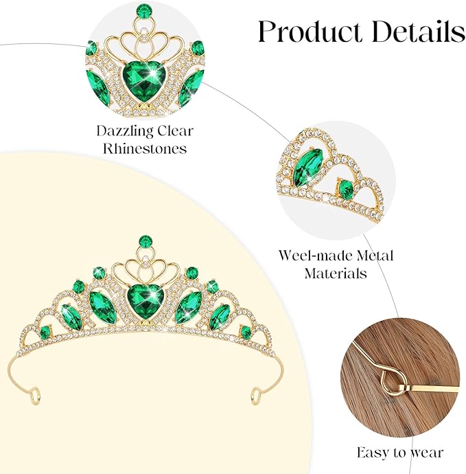 CAVETEE Crown and Tiara for Women, Princess Tiara Heart Crown Happy Birthday Decorations for Party Pageant Hair Accessory