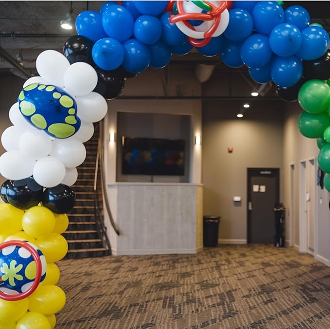Red Blue Green Black Balloons, 50pcs Retro Blue Red Yellow Black Balloons, Party Balloon for Boy Man Theme Carnival Theme Birthday Party Baby Shower Bachelorette Graduation Decorations