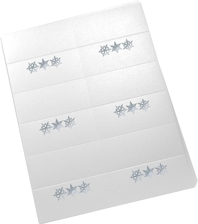 Christmas and Holiday Snowflake Pattern Printable Place Cards, Set of 60 (10 Sheets), Laser & Inkjet Printers - Wedding, Party, Dinner, and Special Events - Made in the USA