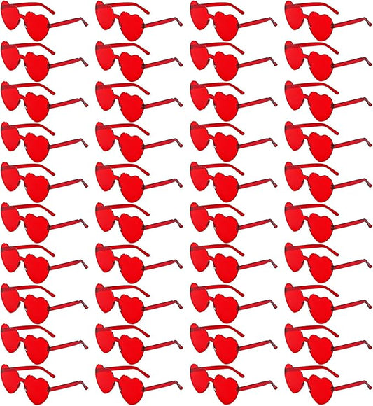 40 Pairs Heart Shaped Sunglasses Bulk, Colorful Rimless Fun Heart Sunglasses for Women Party Favors