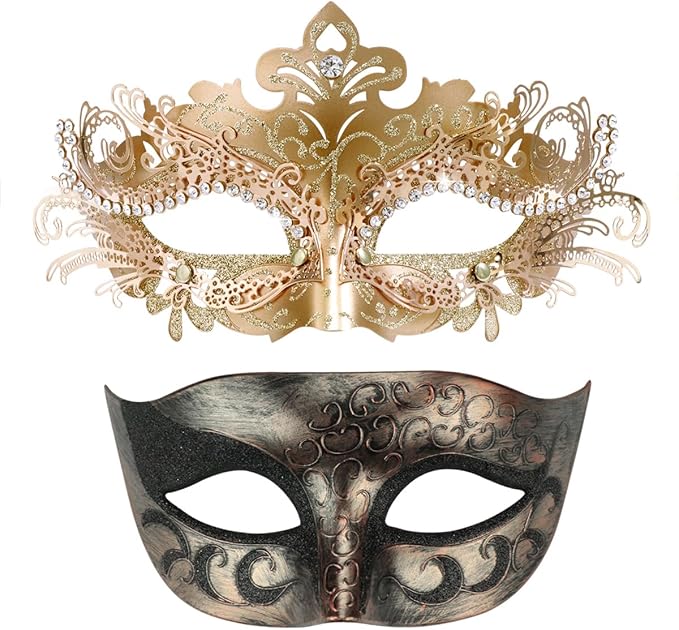 Coddsmz Couple Masquerade Mask Set - Venetian & Mardi Gras Mask for Women & Men