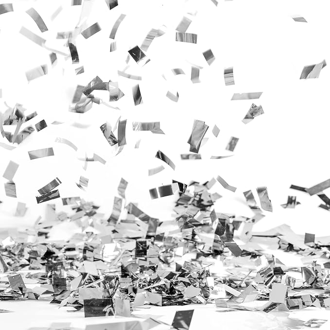 Sumind 200 Grams Gold Silver Large Metallic Confetti Rose Glitter Throwable Table Scatter Foil Confetti for Christmas Birthday Party Baby Shower Graduation Wedding Celebrations(Silver)