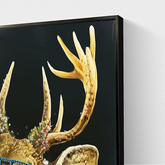 YPGEAME Deer Pictures Wall Decor, Framed Wall Art, Deer with Blue Glasses And Red Scarf, for Halloween and Christmas Decorations in Living Rooms, Bedrooms, and Offices, 24×36 in