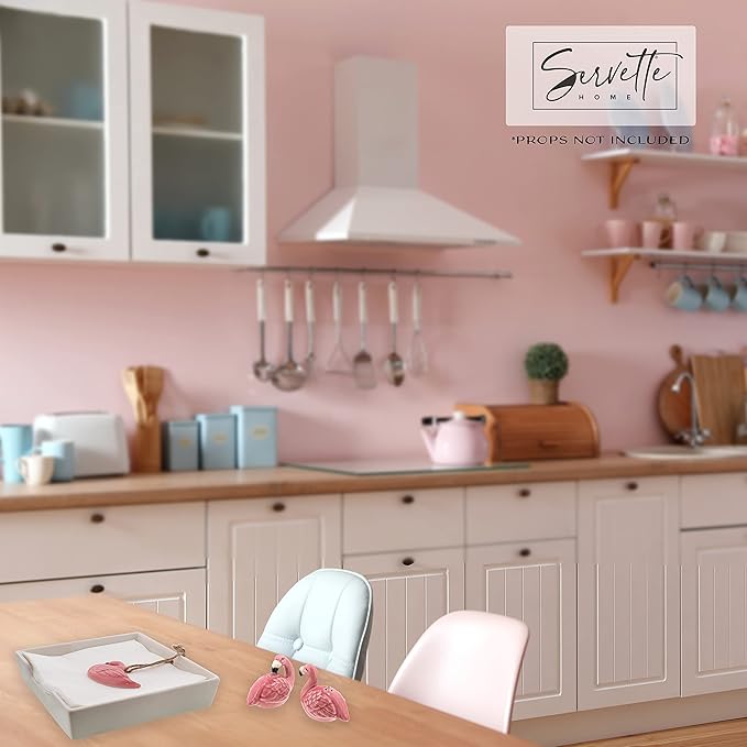 White Ceramic Lunch Napkin Holder with Roped Weight - Flamingo