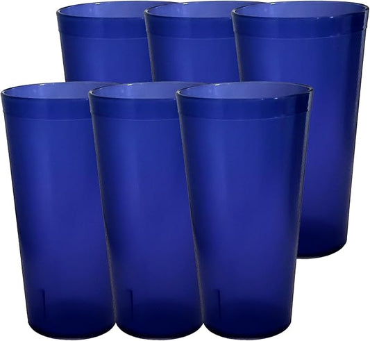 Party Outlaw Purple Plastic Cup Tumblers 6 Pc 20oz Lightweight, Heavy Duty Stackable Cafe Style Plastic Glasses. Reusable & Dishwasher Safe Ice Tea & Water Cups