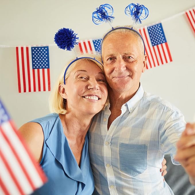 Censen 24 Pcs Pom Pom Headband Tinsel Wrapped Ponytails Head Bopper Costume Headwear Halloween Party Hair Accessories